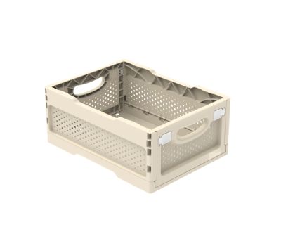 Ящик складной с перфорированными стенками и кнопками-фиксаторами (слоновая кость) АП 487, комплект 14 штук