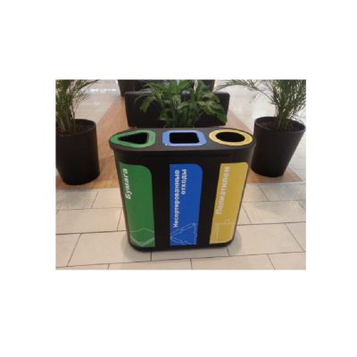 Урна для раздельного сбора мусора "Акцент-3" черный 9005, с наклейками	