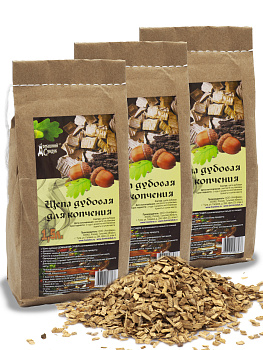 Щепа ДУБОВАЯ для копчения 1,5 л 3 шт