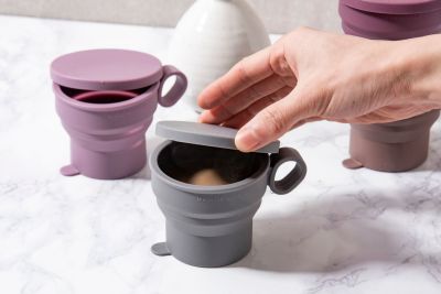 Силиконовая складная кружка с ручкой KF Pastel