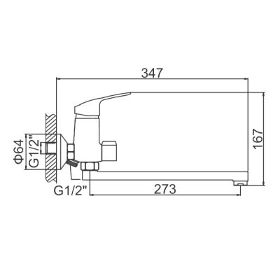 СМЕСИТЕЛЬ ДЛЯ ВАННЫ LEDEME L2237 ДЛИННЫЙ ИЗЛИВ
