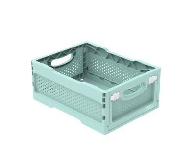 Ящик складной с перфорированными стенками и кнопками-фиксаторами (мята) АП 486, комплект 14 штук