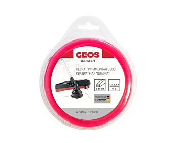Леска триммерная GEOS квадратная "Quadra", 3.0 мм, 15 м, в блистере