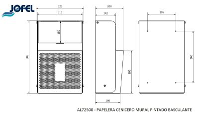Урна-пепельница настенная с поворотным контейнером Jofel AL72500 20л