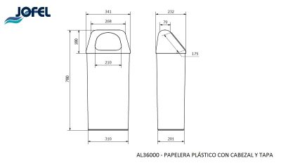 Урна с крышкой Jofel Atlantic line AL36000 50л