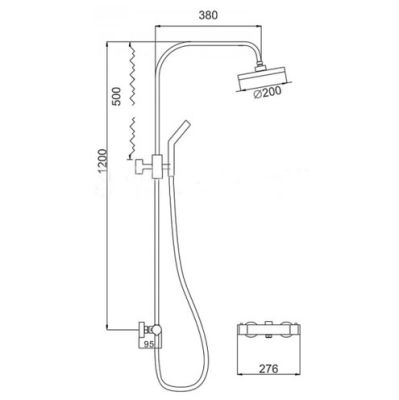 ДУШЕВАЯ СТОЙКА СО СМЕСИТЕЛЕМ LEDEME L2411, ТЕРМОСТАТ С ТРОПИЧЕСКИМ ДУШЕМ