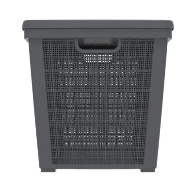 Плетёная корзина для хранения с крышкой «Лён» 65 л (568х400х391 мм) графит