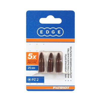 Бита EDGE by PATRIOT PZ2, сталь S2, длина 25 мм, 3 шт в блистере
