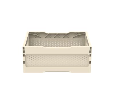 Ящик складной с перфорированными стенками и кнопками-фиксаторами (слоновая кость) АП 487, комплект 14 штук