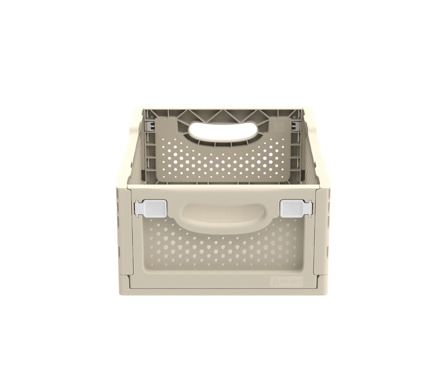 Ящик складной с перфорированными стенками и кнопками-фиксаторами (слоновая кость) АП 487, комплект 14 штук