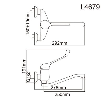 СМЕСИТЕЛЬ ДЛЯ МОЙКИ LEDEME L4679 ХИРУРГИЧЕСКИЙ НАСТЕННЫЙ