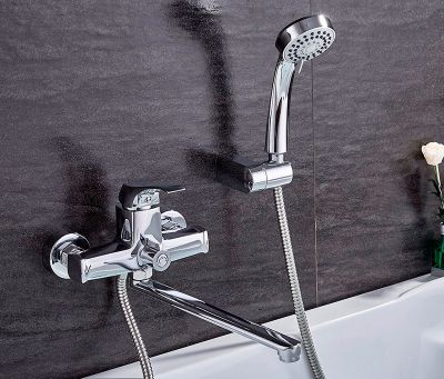 СМЕСИТЕЛЬ ДЛЯ ВАННЫ И ДУША LEDEME L2242 ДЛИННЫЙ ИЗЛИВ 