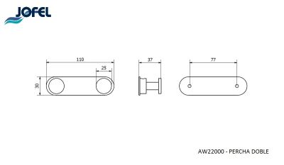 Крючок двойной для полотенец Jofel AW22000 AISI 304