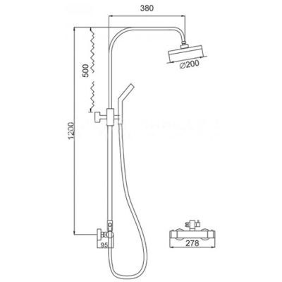 ДУШЕВАЯ СТОЙКА СО СМЕСИТЕЛЕМ LEDEME L2410 ТЕРМОСТАТ С ТРОПИЧЕСКИМ ДУШЕМ