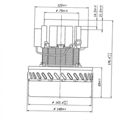 Турбина 1200 W для пылеводососов Soteco 11 ME 06