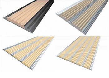 Алюминиевая противоскользящая накладка на ступени с резиновой вставкой 46 мм 1 м. белая