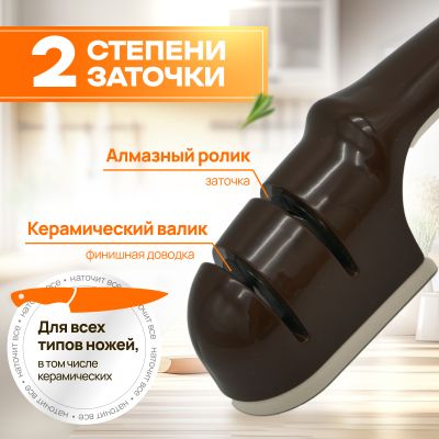 Точилка для ножей с алмазным роликом и керамическими валиками Kawasaki, Япония