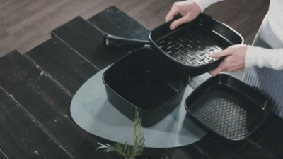 Набор посуды BoOhgle (бежевый) 5 в 1 со съемной ручкой c антипригарным керамическим покрытием