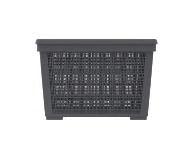 Плетёная корзина для хранения с крышкой «Лён» 22 л (400х284х264 мм) графит