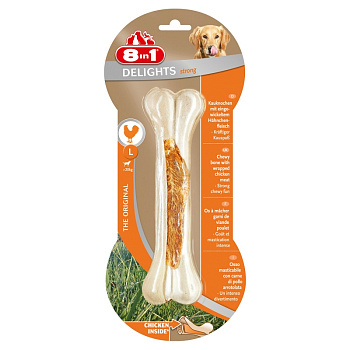 8in1 DELIGHTS Strong L косточка сверхпрочная с куриным мясом для крупных собак 21 см