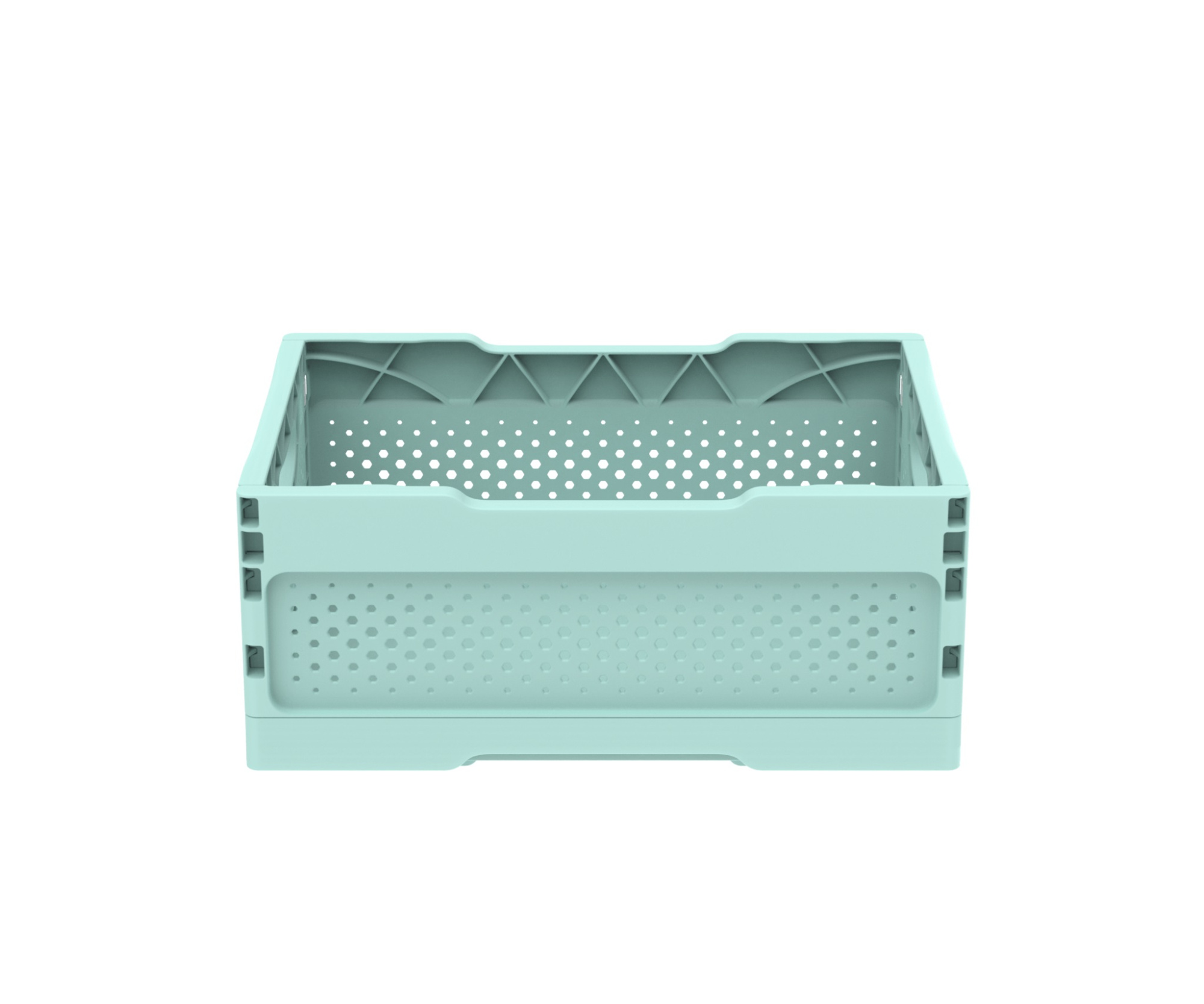 Ящик складной с перфорированными стенками и кнопками-фиксаторами (мята) АП 486, комплект 14 штук