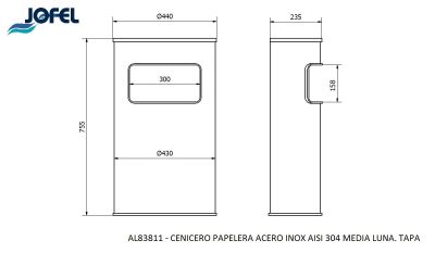 Урна полукруглая с крышкой Jofel AL83811 50л