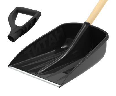 Лопата снеговая с металлической планкой и пластмассовой ручкой «Титан» 470×360мм