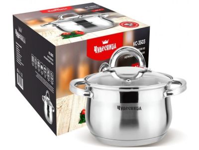 Кастрюля из нержавеющей стали c крышкой ЧУДЕСНИЦА КС-3503 