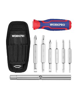 Отвертка с  набором бит 15 шт + чехол WORKPRO