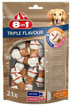 8в1 Лакомство для собак Трипл Флейвор XS 21 шт