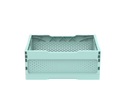 Ящик складной с перфорированными стенками и кнопками-фиксаторами (мята) АП 486, комплект 14 штук