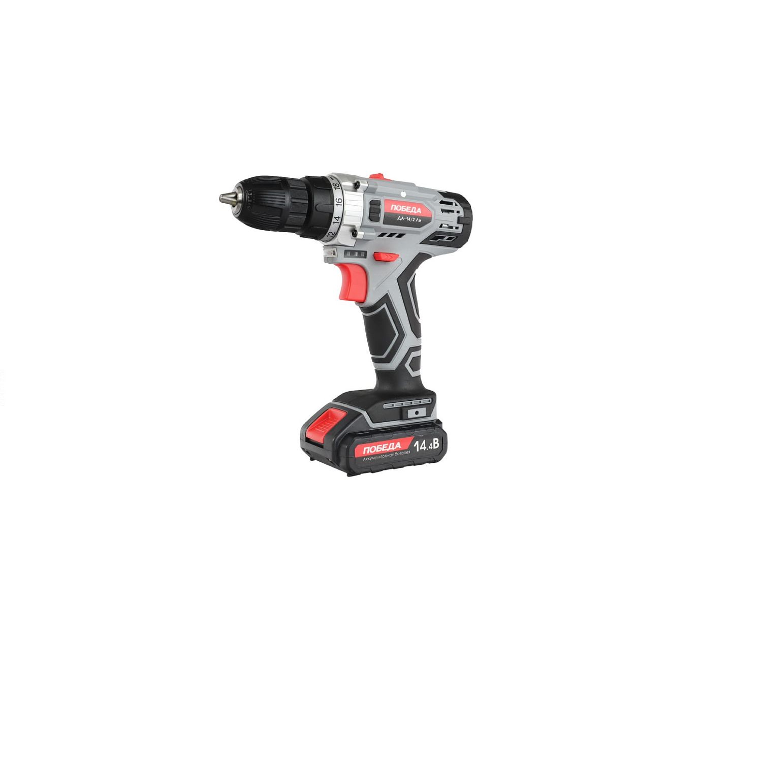 Дрель-шуруповерт аккумуляторная ПОБЕДА ДА-14/2 Ли, 2 АКБ, 14,4 В, 2,2 Ач, 35 Нм