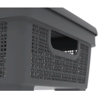 Плетёная корзина для хранения с крышкой «Лён» 11 л (400х284х137 мм) графит