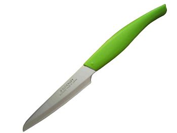 Нож кухонный универсальный SUNCRAFT с пластиковыми ножнами, зеленая рукоять