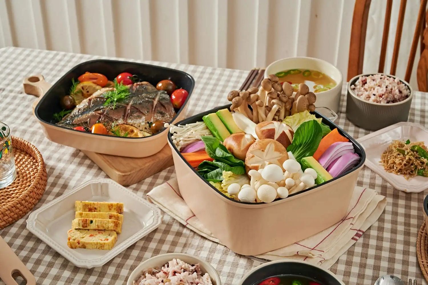 Набор посуды BoOhgle (бежевый) 5 в 1 со съемной ручкой c антипригарным керамическим покрытием