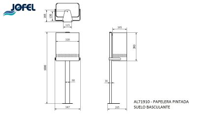 Урна прямоугольная Jofel AL71910 графит, 30л