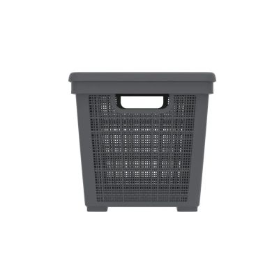 Плетёная корзина для хранения с крышкой «Лён» 22 л (400х284х264 мм) графит