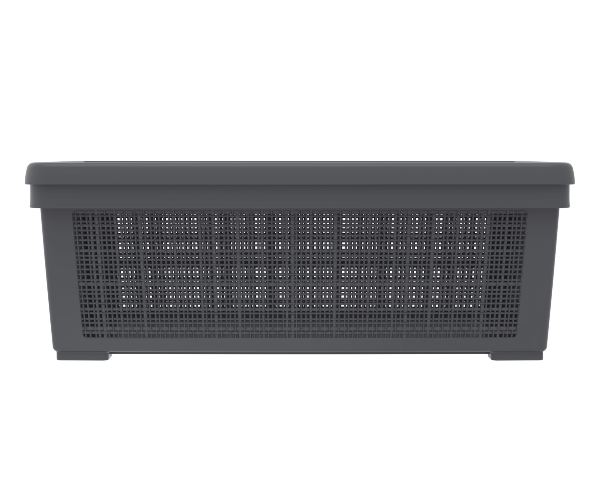 Плетёная корзина для хранения с крышкой «Лён» 35 л (568х400х203 мм) графит