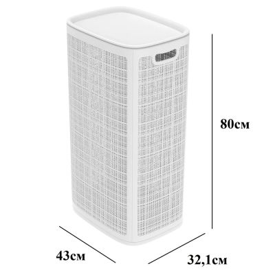 Плетёная корзина для белья сборная «Лён» 100 л (43х32.1х80 см) белый