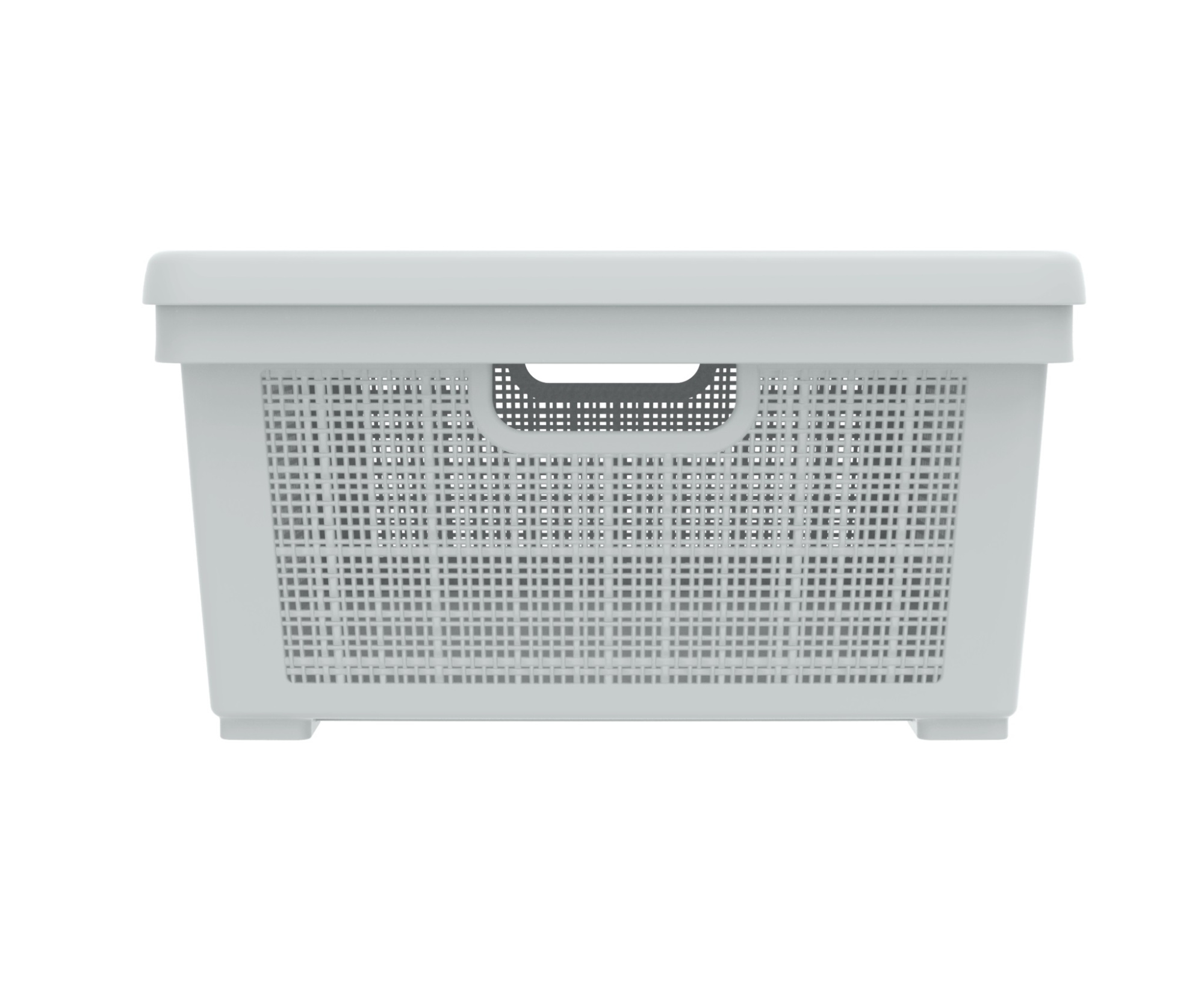 Плетёная корзина для хранения с крышкой «Лён» 35 л (568х400х203 мм) серый