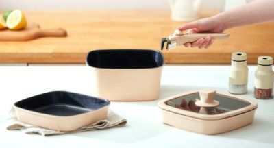 Набор посуды BoOhgle (бежевый) 5 в 1 со съемной ручкой c антипригарным керамическим покрытием