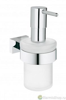 Дозатор жидкого мыла с держателем GROHE Essentials Cube, хром  Артикул: 40756001