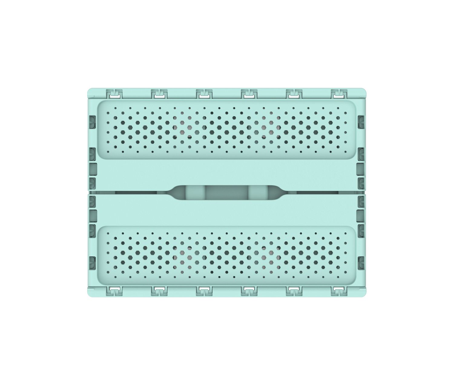 Ящик складной с перфорированными стенками и кнопками-фиксаторами (мята) АП 486, комплект 14 штук