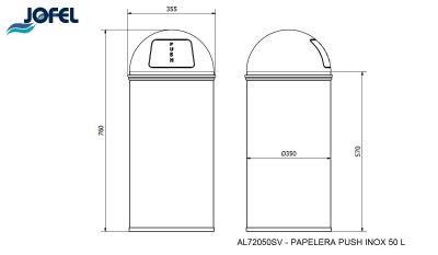 Ведро с крышкой-качелью Jofel PUSH AL72050SV 50л
