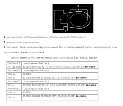 Электронная крышка-биде для унитаза Novita BD-E500H0