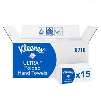Бумажные полотенца в пачках Kimberly-Clark Клинекс 6710, трехслойные, s-сложения