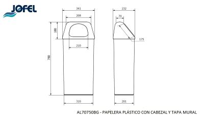 Урна с крышкой Jofel AL70750BG 40л