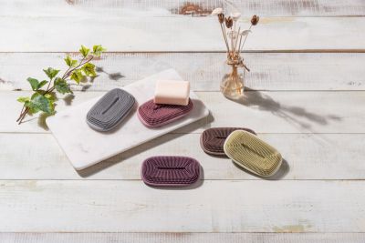 Силиконовая мыльница с щеткой KF Pastel