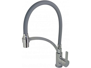 СМЕСИТЕЛЬ ДЛЯ КУХНИ LEDEME L4499-9 ГИБКИЙ ИЗЛИВ СЕРЫЙ