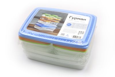 Набор контейнеров универсальных «Гурман» №7 (СВЧ/Заморозка) (0,31л - 2шт; 0,45л - 2шт; 0,8л; 1,1л - 2шт; 1,5л; 1,8л; 2,7л) (10 шт)